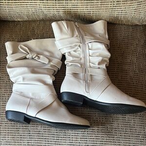Chic Cream Heeled Boots for Women